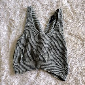 Sage Green Crochet Tank Crop with Open Knot Back